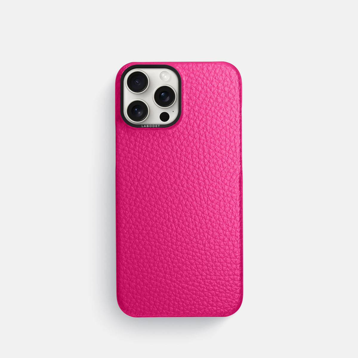 Magenta iPhone 16 Pro Classic Case Calf with Black Metal -1 | Magenta-Black