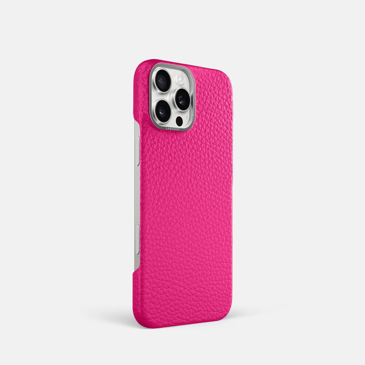 Magenta iPhone 16 Pro Classic Case Calf with Steel Metal -2 | Magenta-Steel