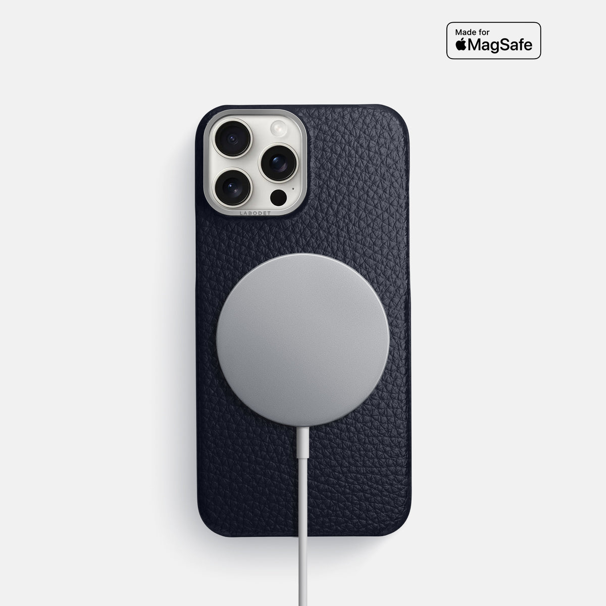 Marine iPhone 16 Pro Classic Case Calf with Steel Metal -5 | Marine-Steel