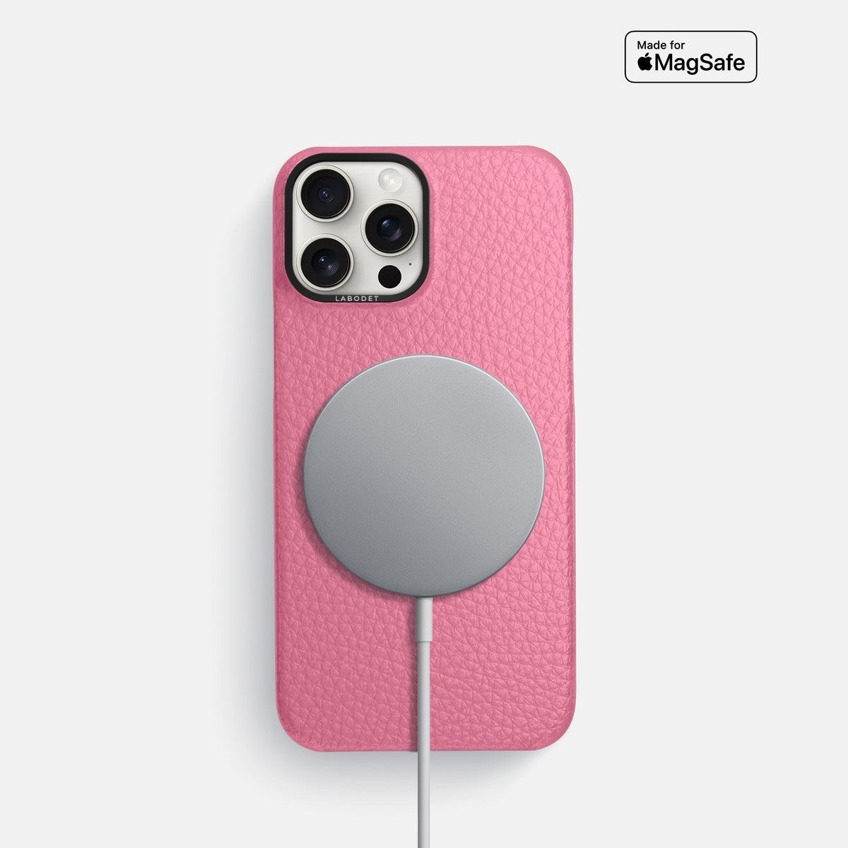 Pink iPhone 16 Pro Classic Case Calf with Black Metal -5 | Pink-Black