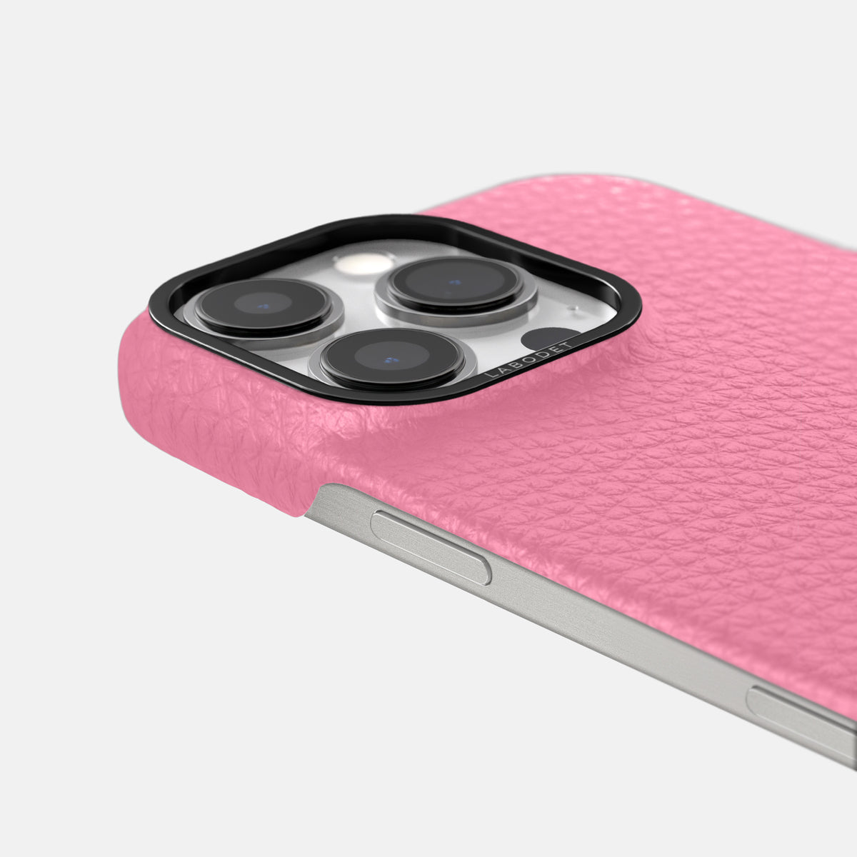Pink iPhone 16 Pro Classic Case Calf with Black Metal -6 | Pink-Black