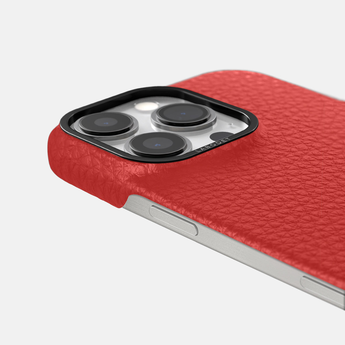 Red iPhone 16 Pro Classic Case Calf with Black Metal -6 | Red-Black