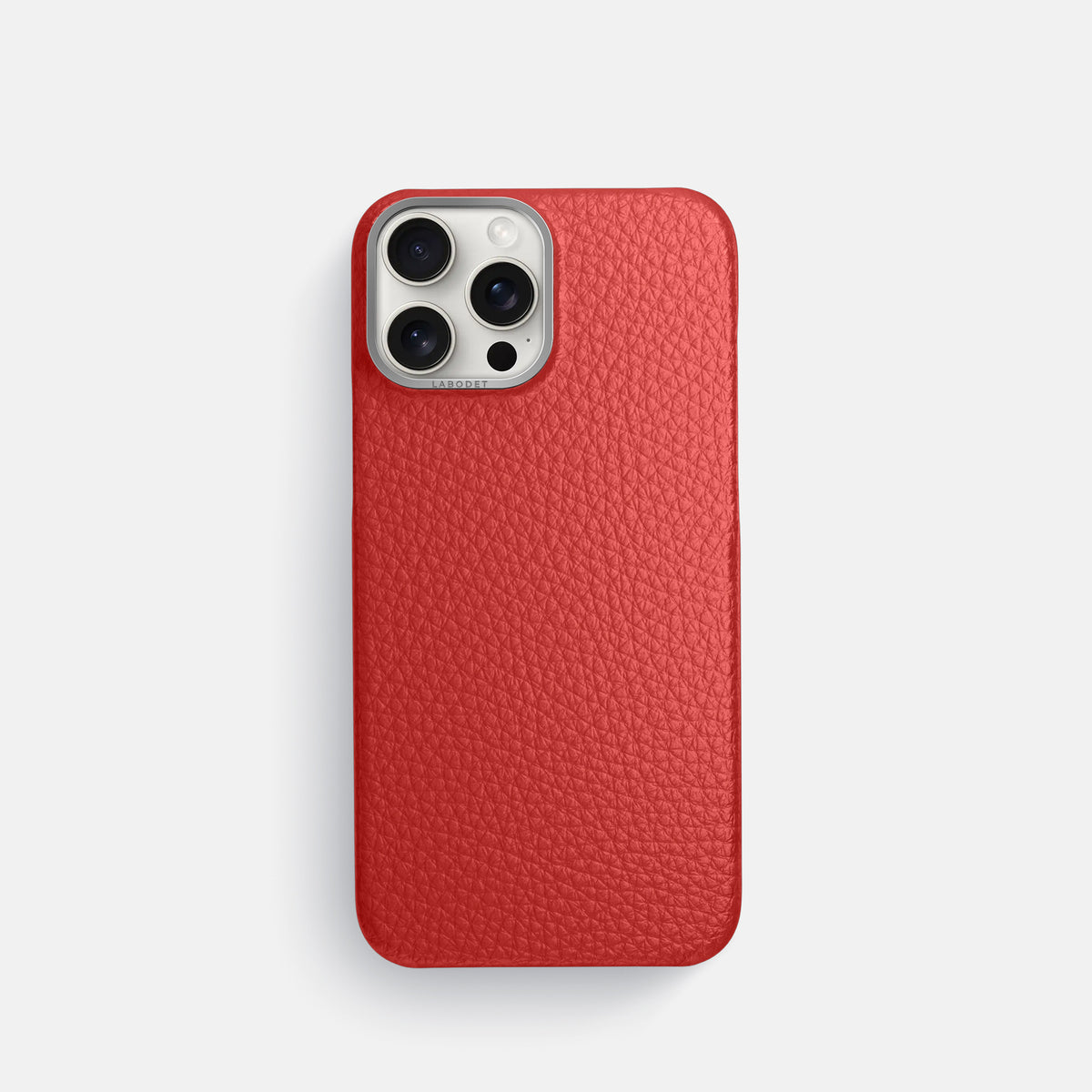 Red iPhone 16 Pro Classic Case Calf with Steel Metal -1 | Red-Steel