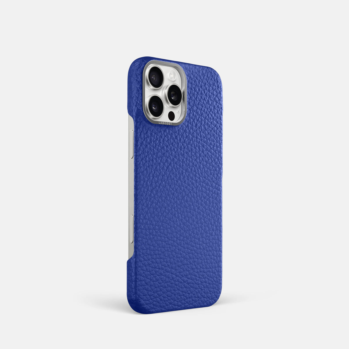 Royal Blue iPhone 16 Pro Classic Case Calf with Steel Metal -2 | Royal-Blue-Steel