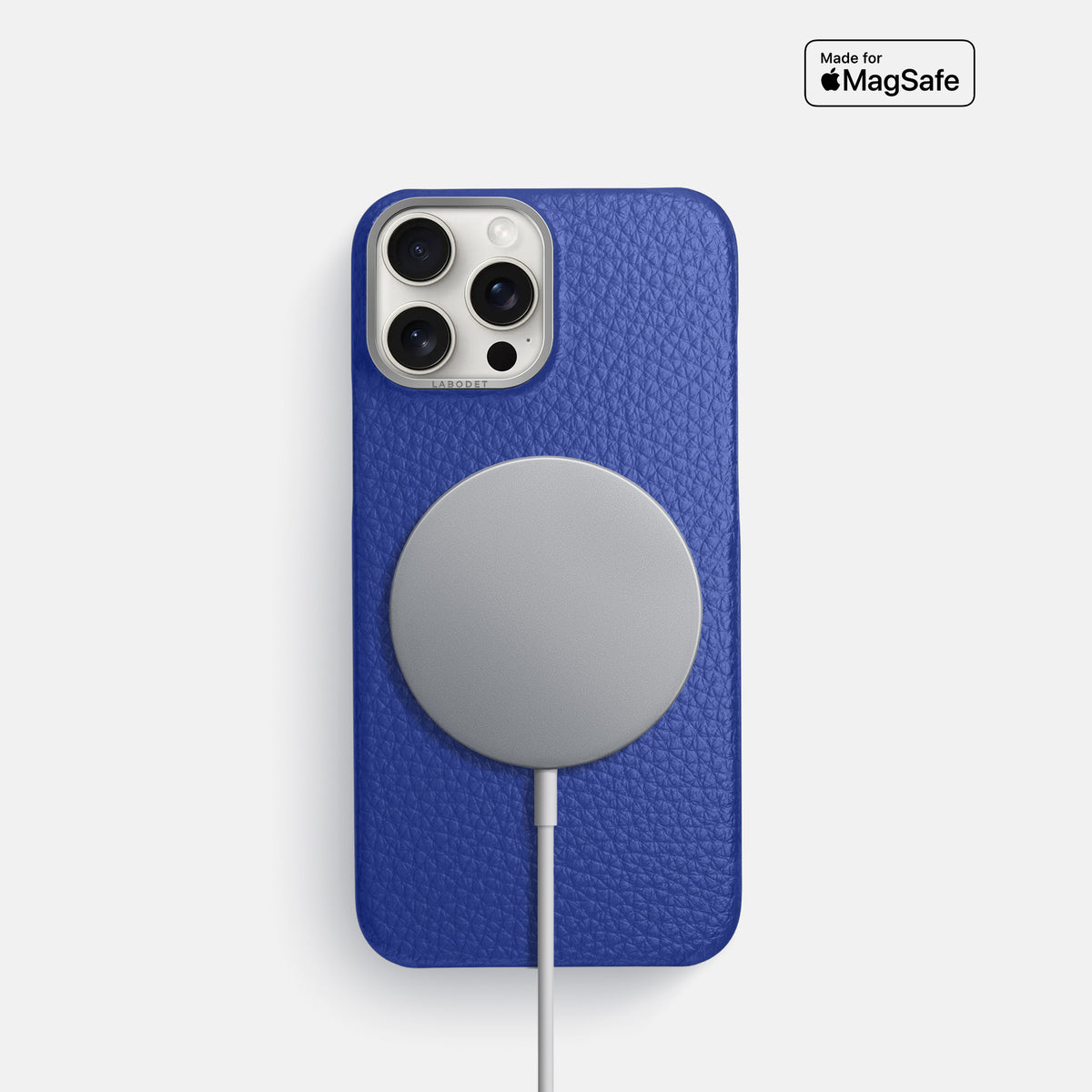 Royal Blue iPhone 16 Pro Classic Case Calf with Steel Metal -5 | Royal-Blue-Steel