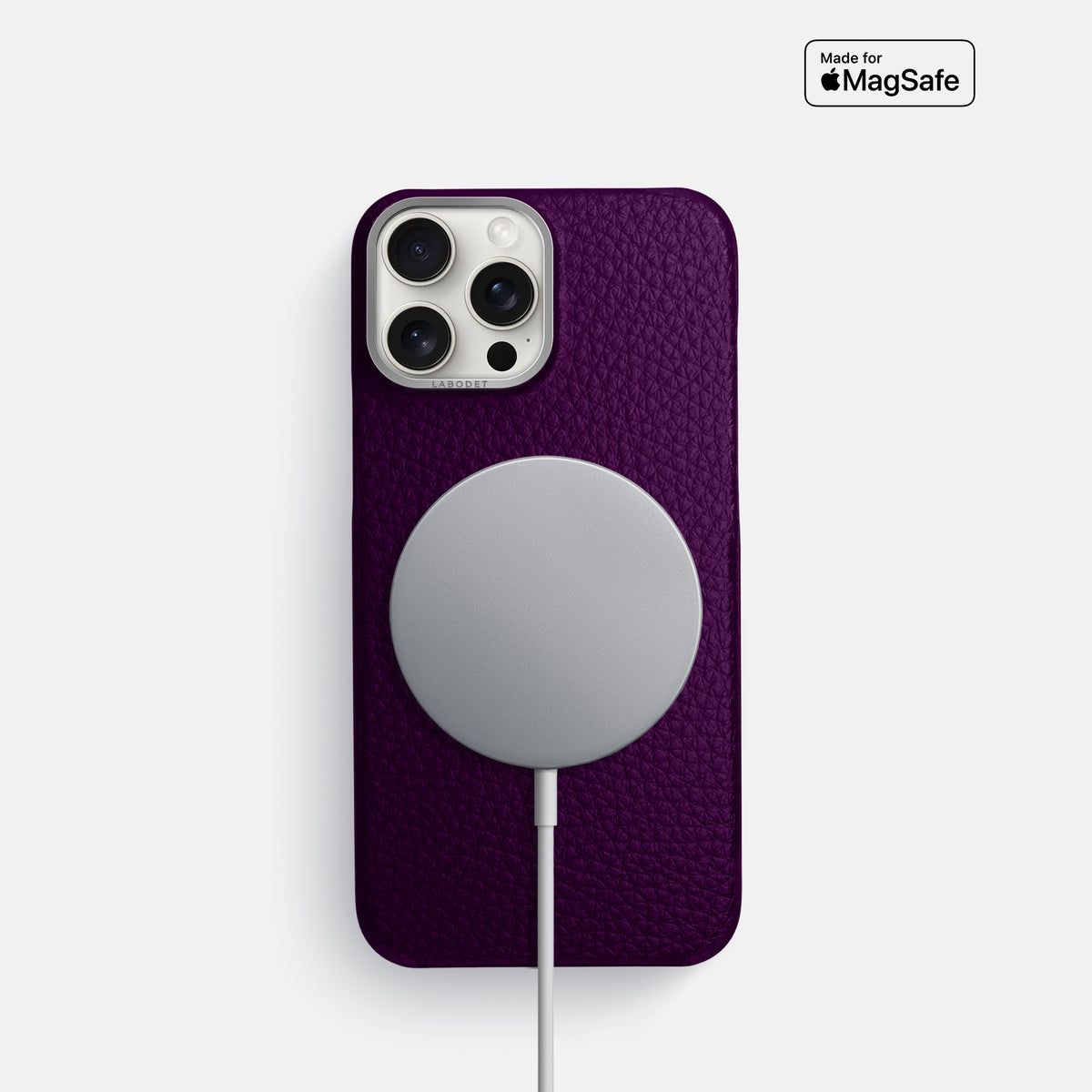 Violet iPhone 16 Pro Classic Case Calf with Steel Metal -5 | Violet-Steel