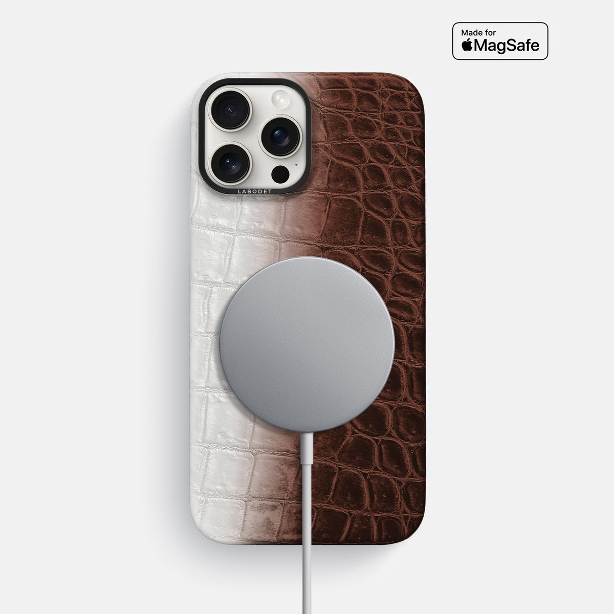 Dark Brown iPhone 16 Pro Classic Case Himalayan Crocodile with Black Metal -4 | Dark-Brown-Black