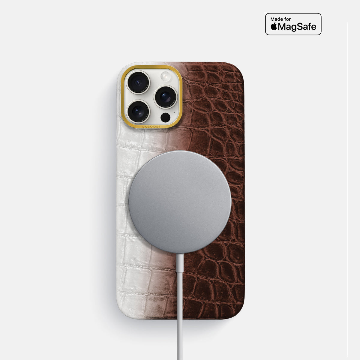 Dark Brown iPhone 16 Pro Classic Case Himalayan Crocodile with Gold Metal -4 | Dark-Brown-Gold