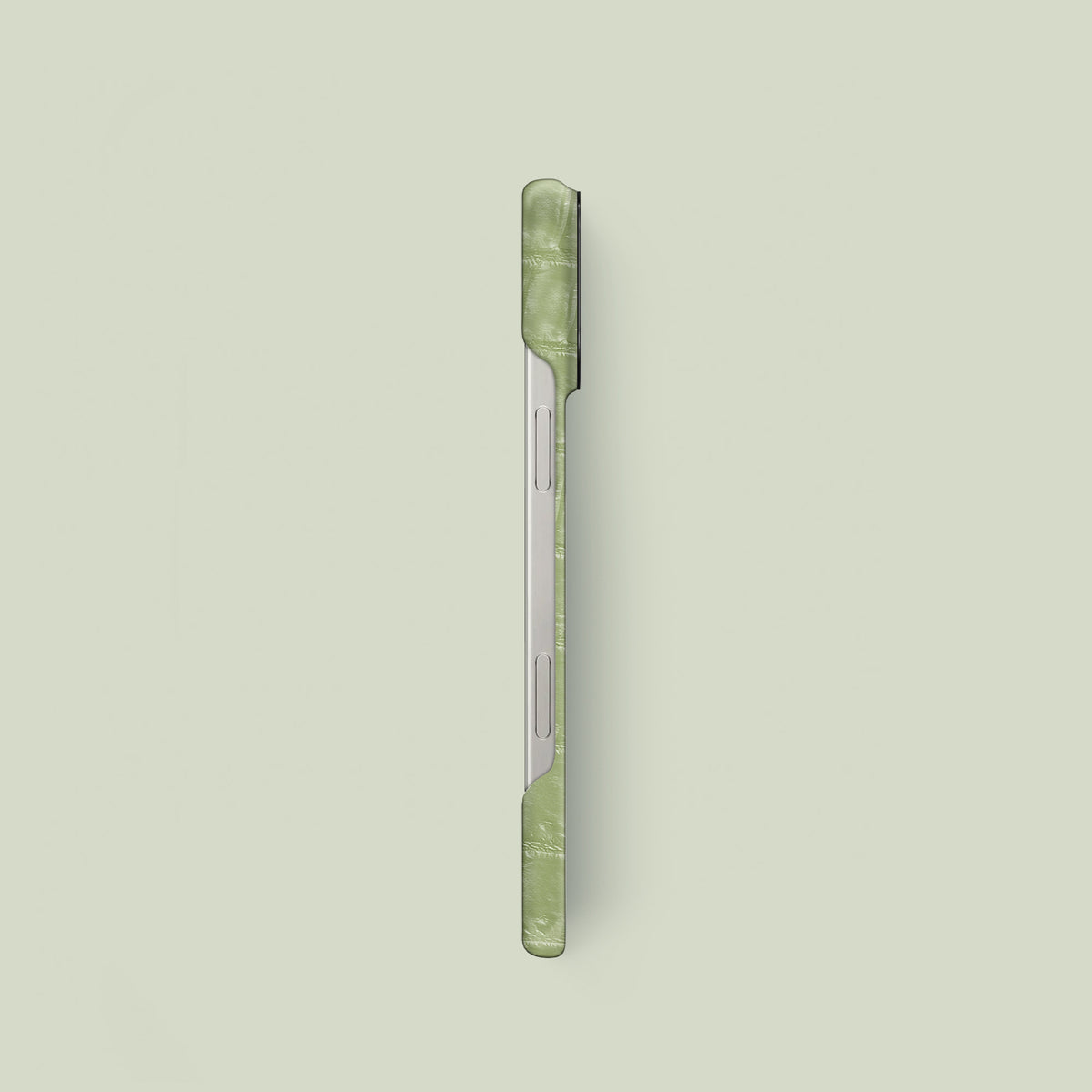 Classic Case Celadon Green For iPhone 16 Pro In Himalayan Crocodile with Black Metal -2 | Celadon-Green-Black