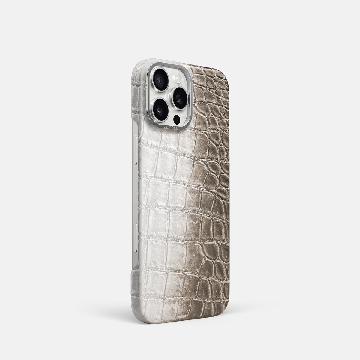 Dark iPhone 16 Pro Classic Case Himalayan Crocodile with Steel Metal -2 | Dark-Steel
