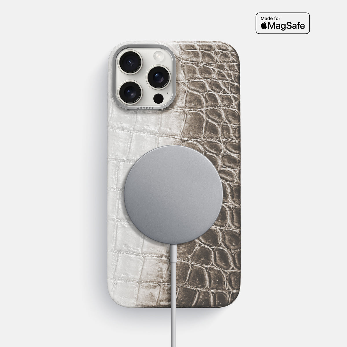 Dark iPhone 16 Pro Classic Case Himalayan Crocodile with Steel Metal -4 | Dark-Steel