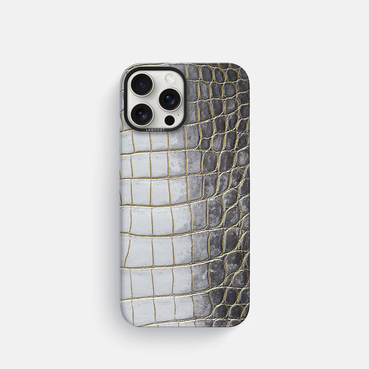 Gold iPhone 16 Pro Classic Case Himalayan Crocodile with Black Metal -1 | Gold-Black