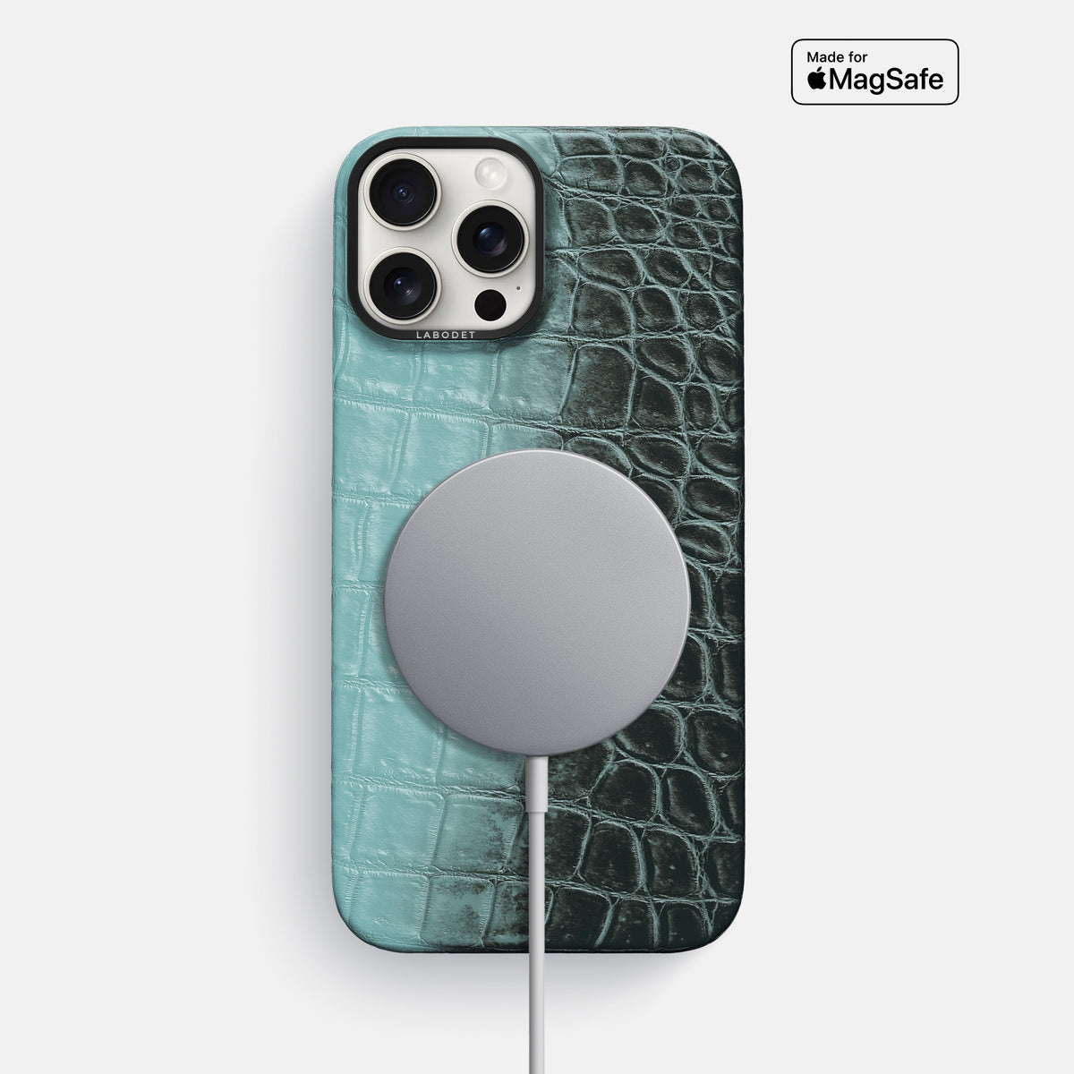 Light-Mint iPhone 16 Pro Classic Case Himalayan Crocodile with Black Metal -4 | Light-Mint-Black