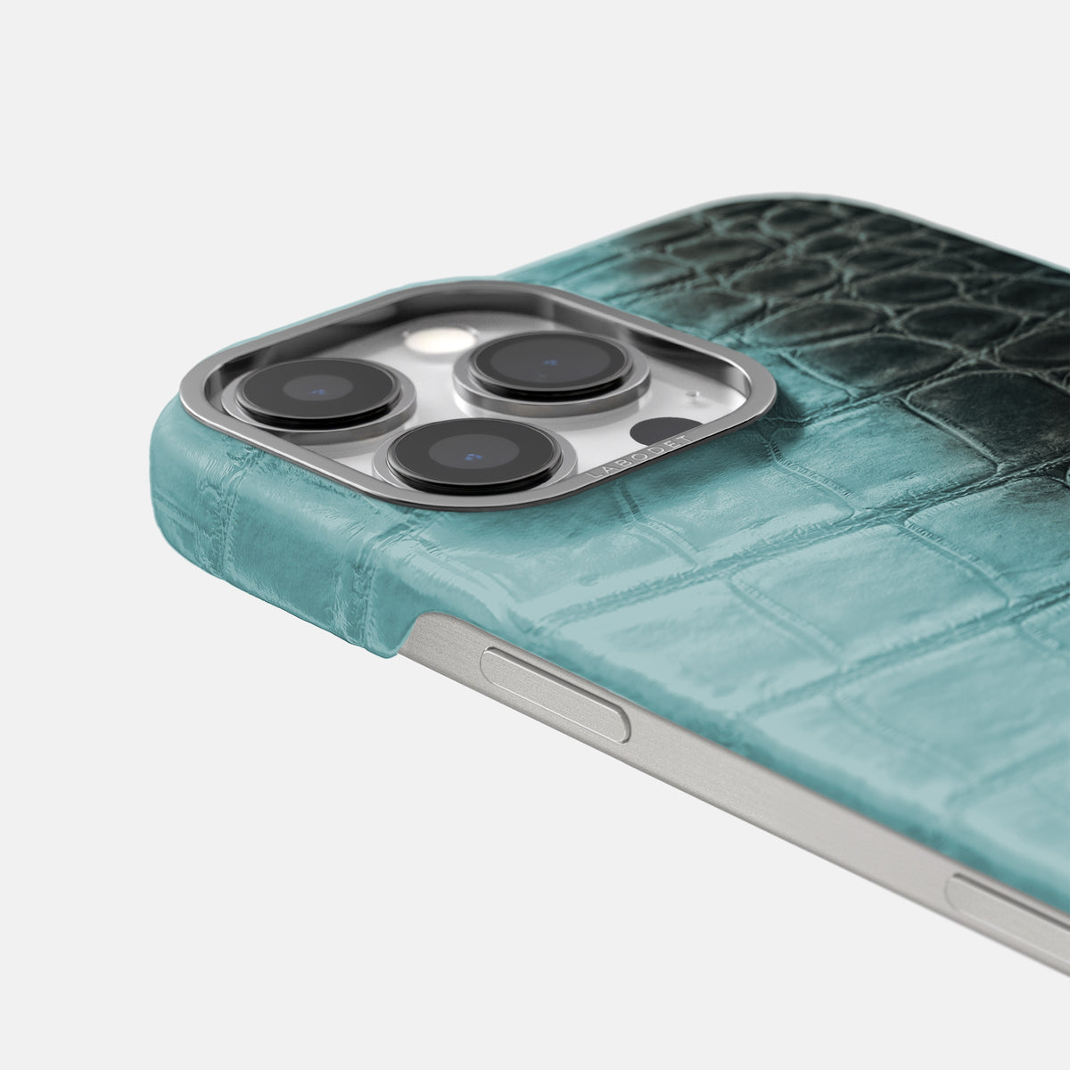 Light-Mint iPhone 16 Pro Classic Case Himalayan Crocodile with Steel Metal -5 | Light-Mint-Steel