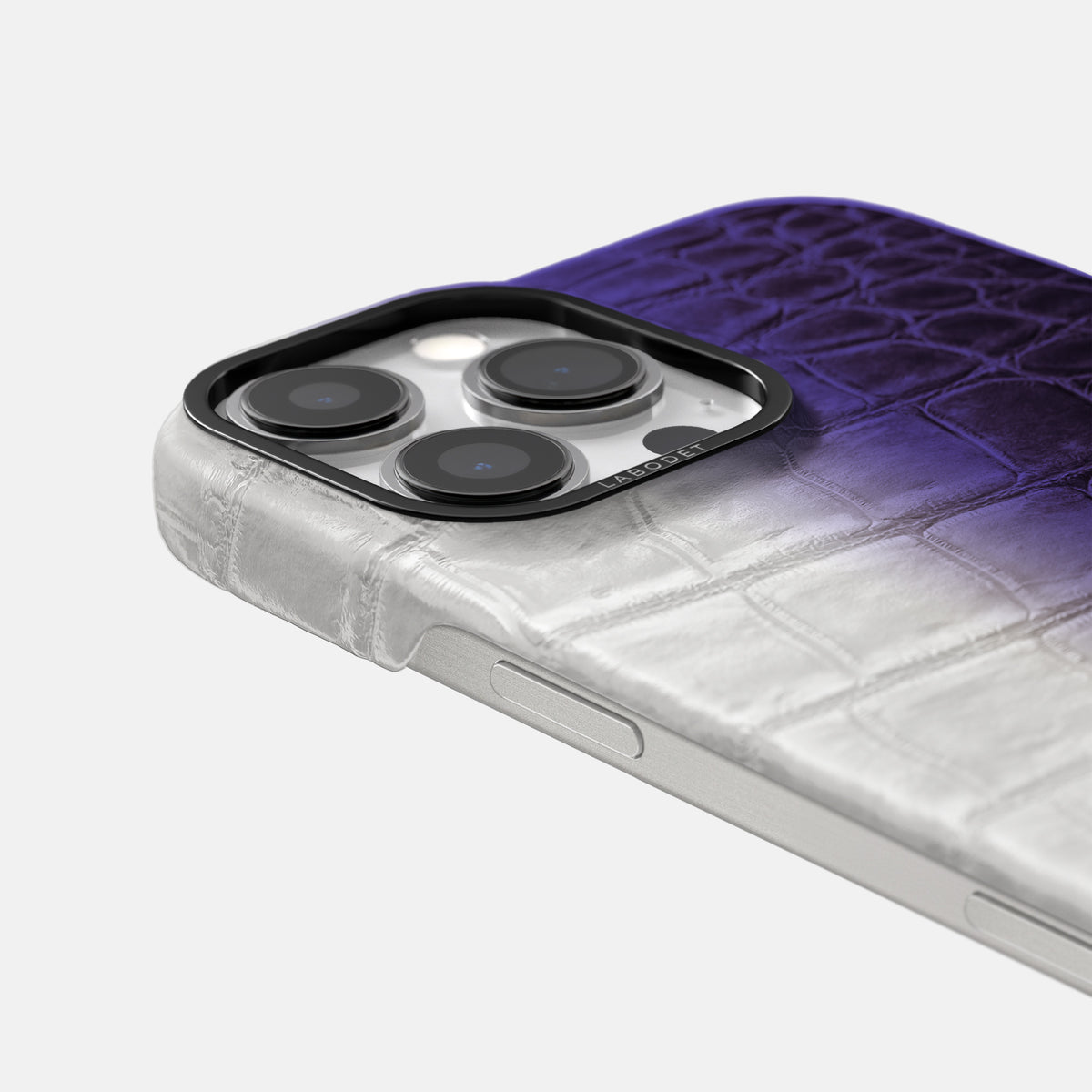 Purple iPhone 16 Pro Classic Case Himalayan Crocodile with Black Metal -5 | Purple-Black
