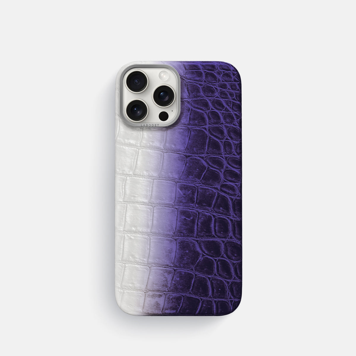 Purple iPhone 16 Pro Classic Case Himalayan Crocodile with Steel Metal -1 | Purple-Steel