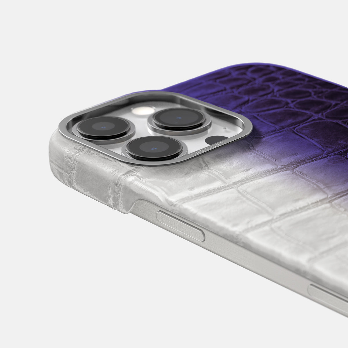 Purple iPhone 16 Pro Classic Case Himalayan Crocodile with Steel Metal -5 | Purple-Steel
