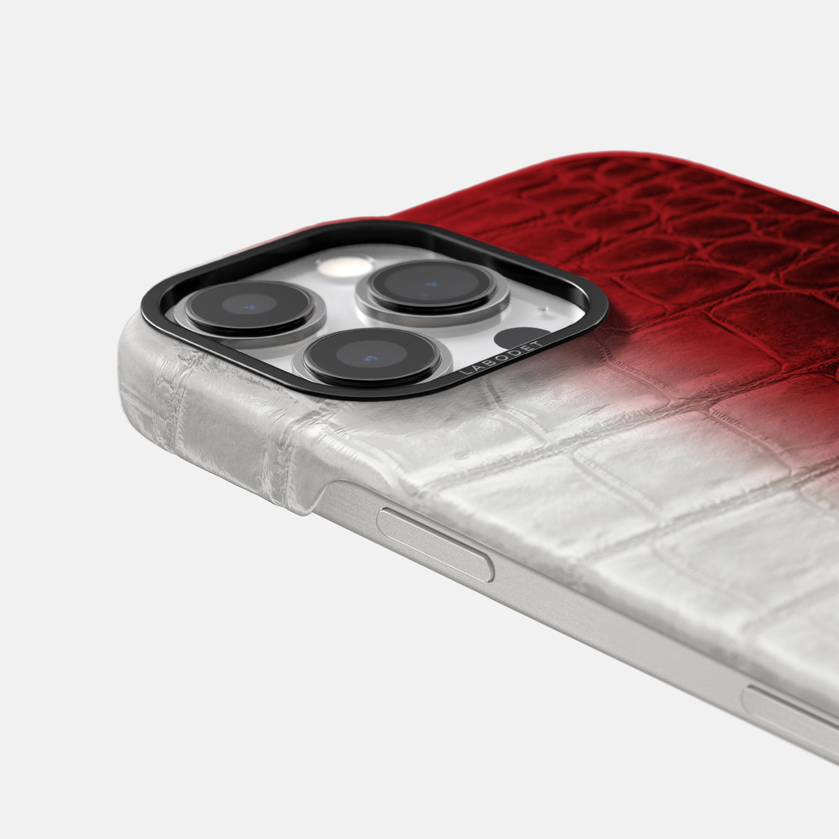 Red iPhone 16 Pro Classic Case Himalayan Crocodile with Black Metal -5 | Red-Black
