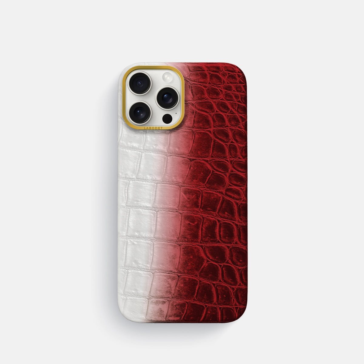Red iPhone 16 Pro Classic Case Himalayan Crocodile with Gold Metal -1 | Red-Gold
