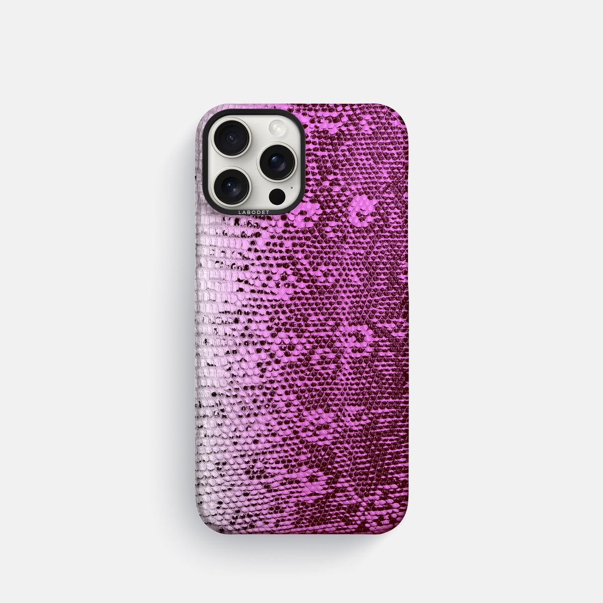 Fuchsia iPhone 16 Pro Himalayan Lizard Classic Case with Black Metal -1 | Fuchsia-Black