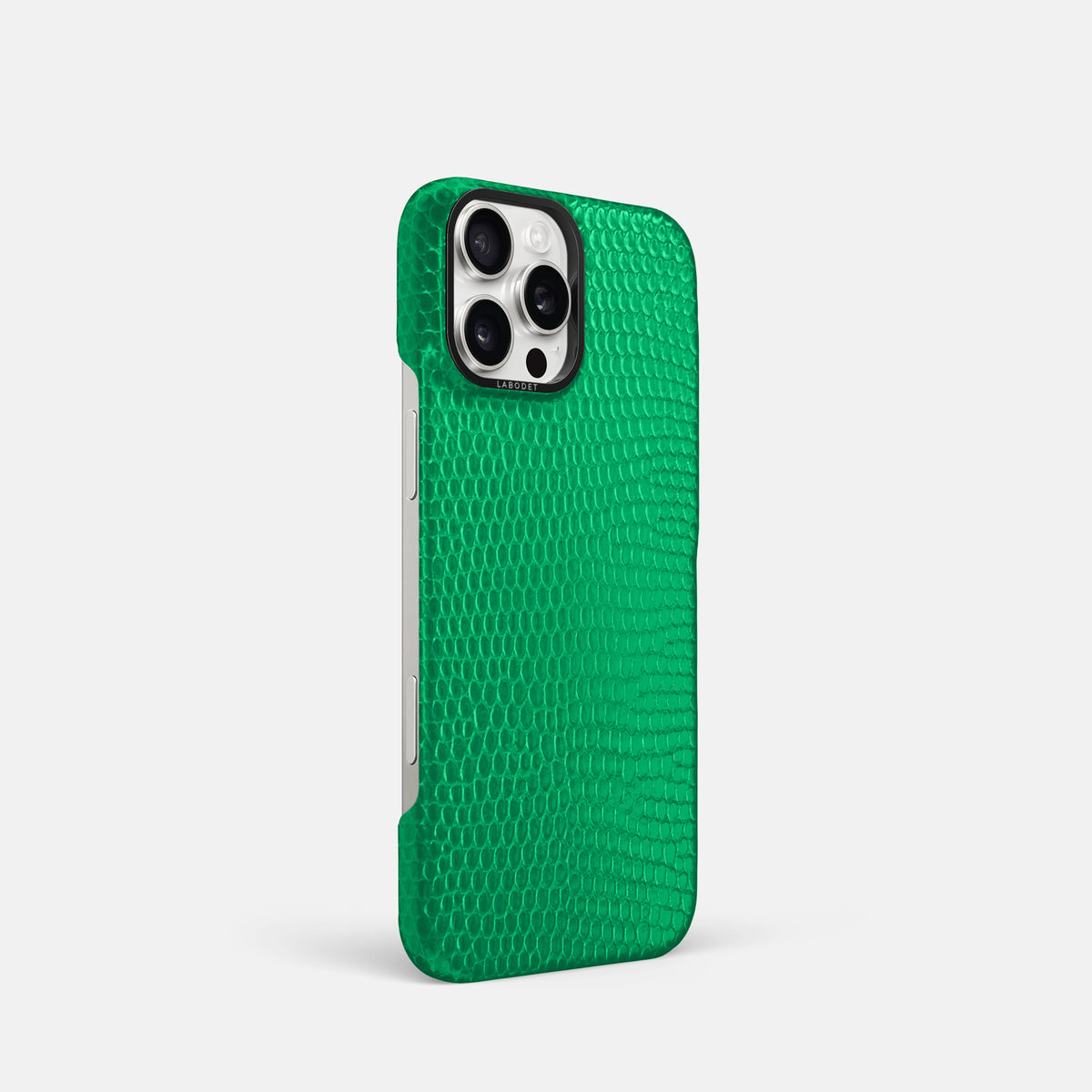 Apple-Green iPhone 16 Pro Classic Case Lizard with Black Metal -2 | Apple-Green-Black