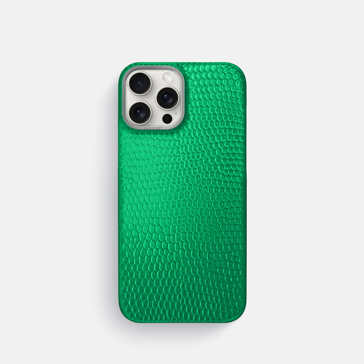Apple-Green iPhone 16 Pro Classic Case Lizard with Steel Metal -1 | Apple-Green-Steel