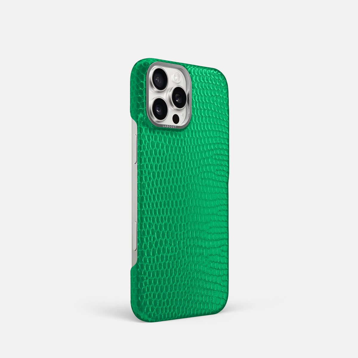 Apple-Green iPhone 16 Pro Classic Case Lizard with Steel Metal -2 | Apple-Green-Steel