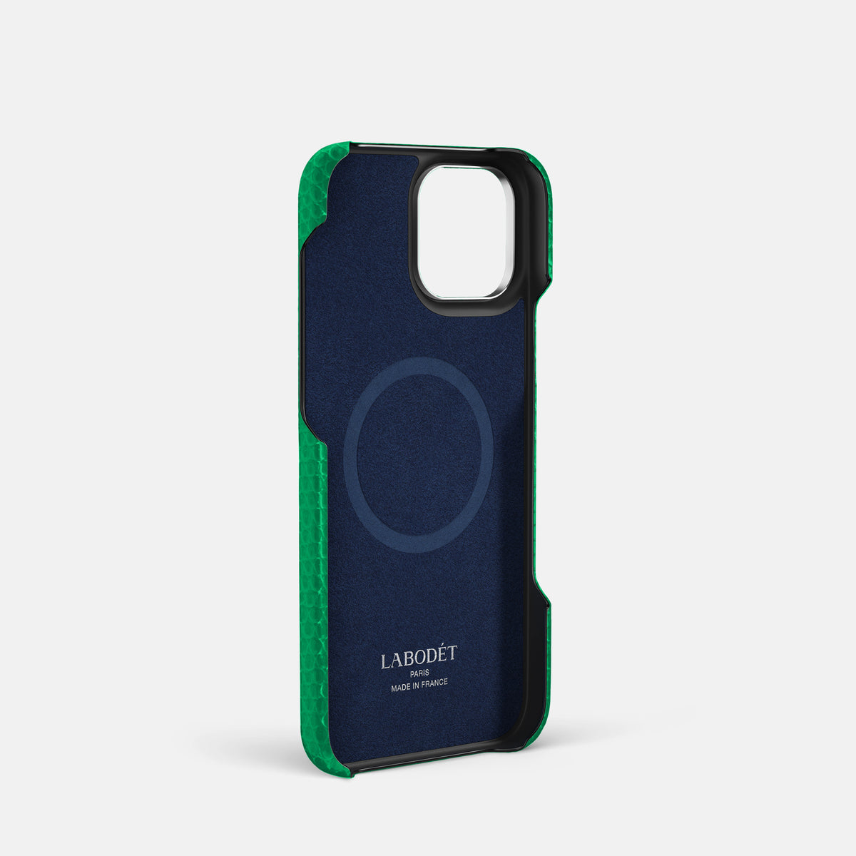 Apple-Green iPhone 16 Pro Classic Case Lizard with Steel Metal -4 | Apple-Green-Steel
