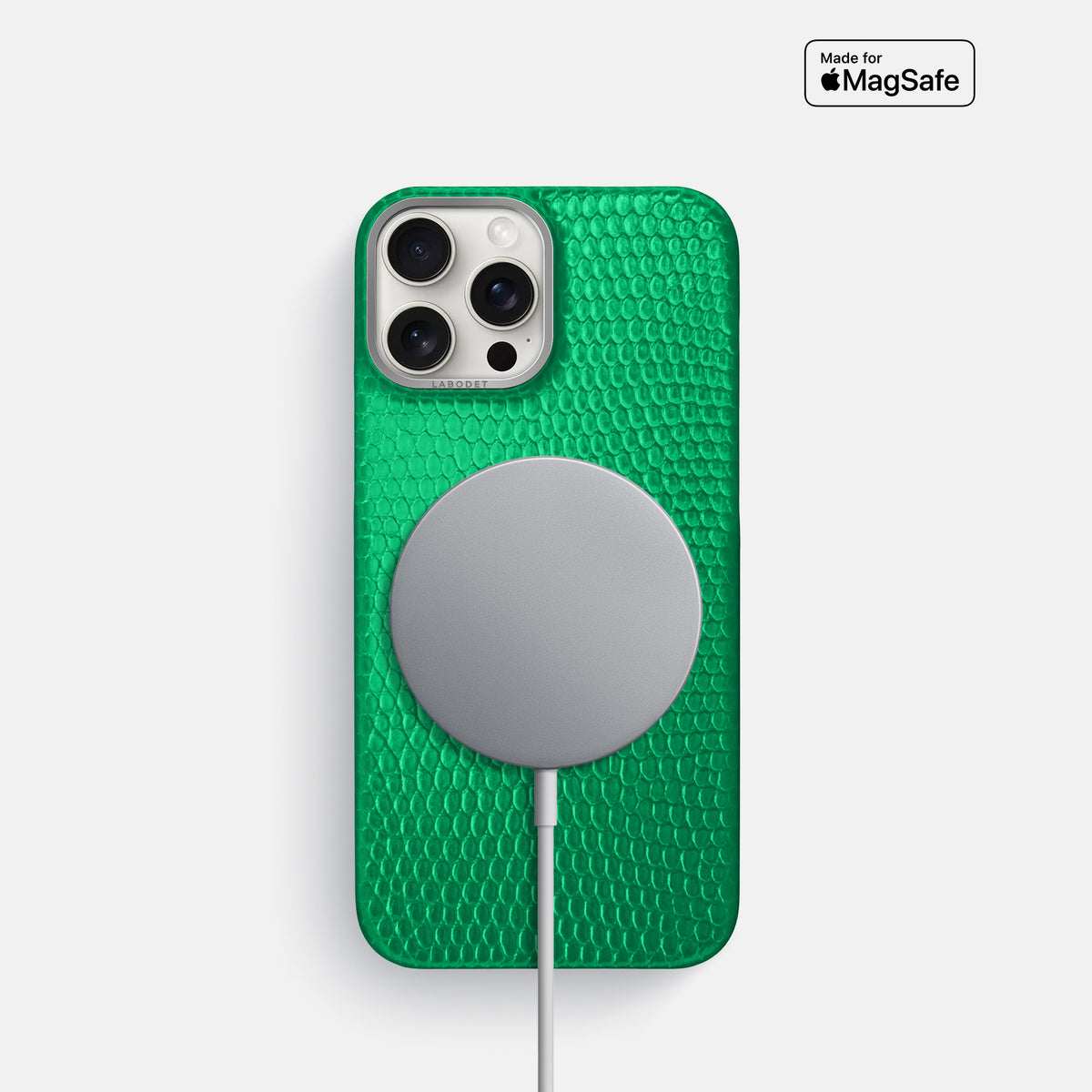 Apple-Green iPhone 16 Pro Classic Case Lizard with Steel Metal -5 | Apple-Green-Steel