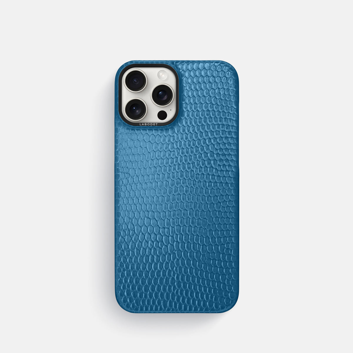 Blue iPhone 16 Pro Classic Case Lizard with Black Metal -1 | Blue-Black
