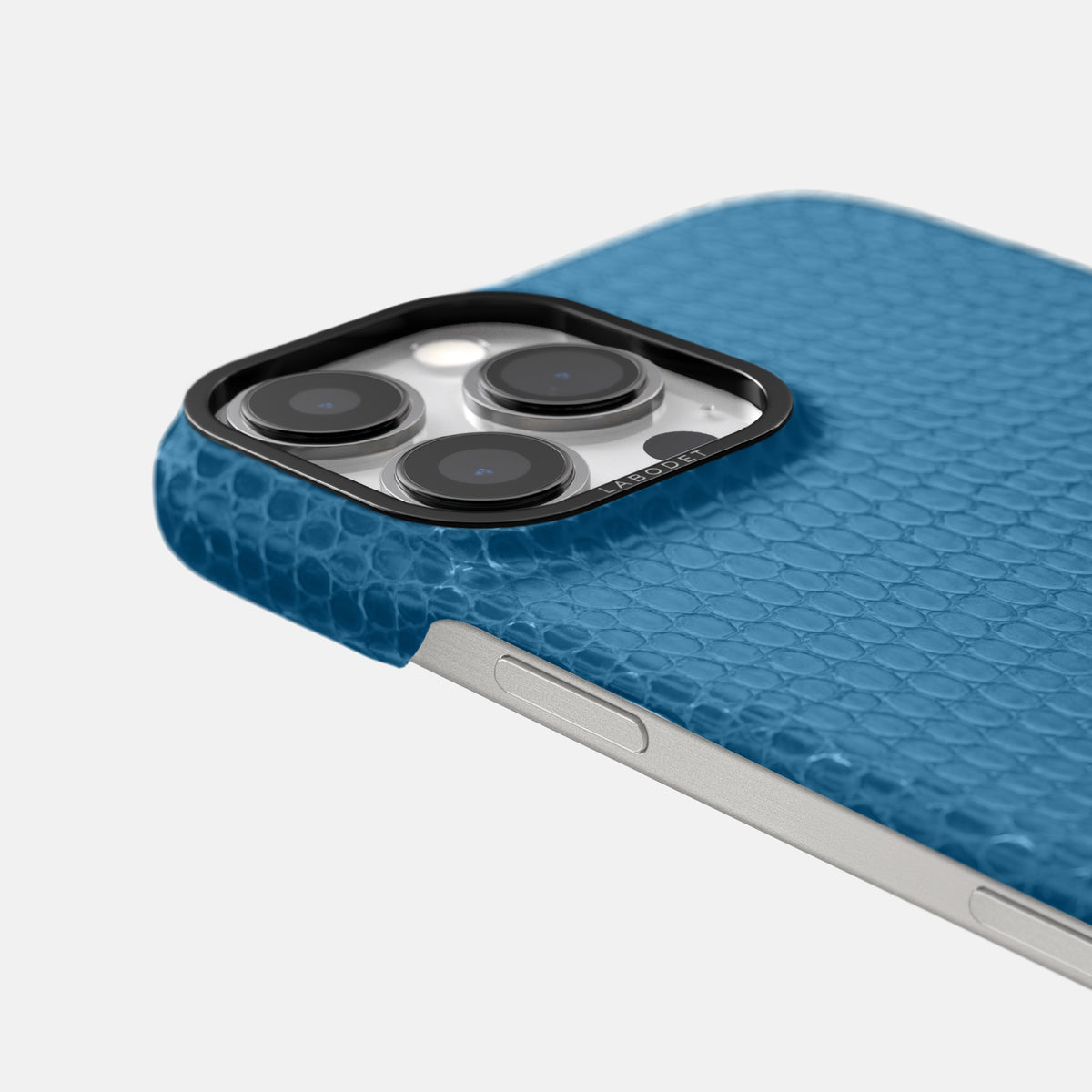 Blue iPhone 16 Pro Classic Case Lizard with Black Metal -6 | Blue-Black