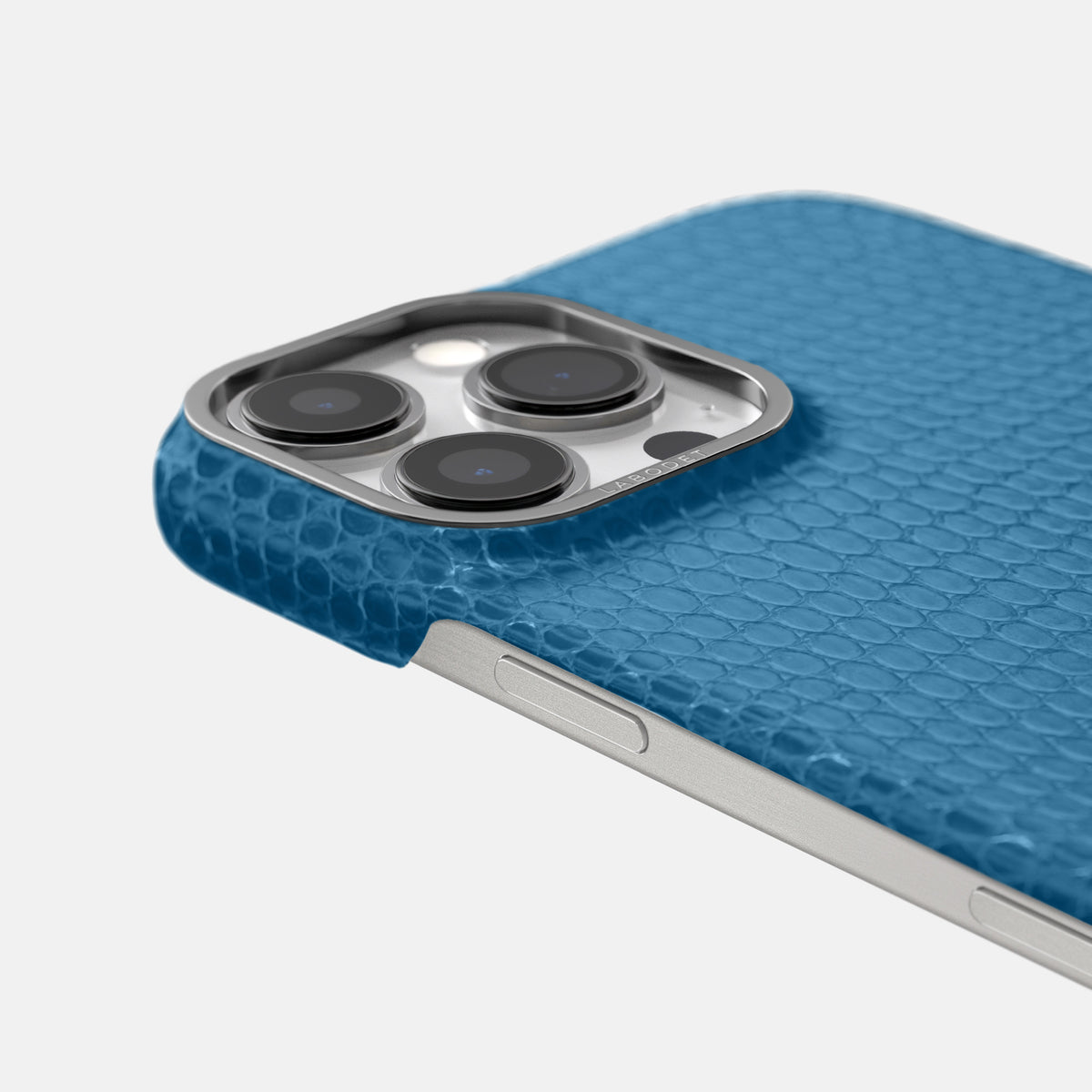 Blue iPhone 16 Pro Classic Case Lizard with Steel Metal -6 | Blue-Steel