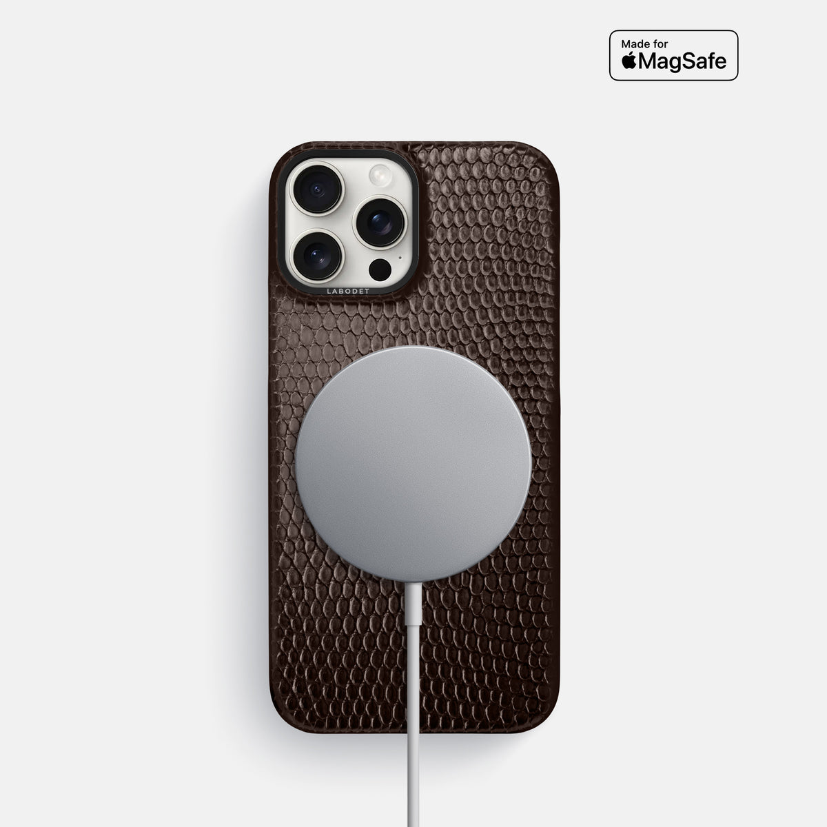 Brown iPhone 16 Pro Classic Case Lizard with Black Metal -5 | Brown-Black