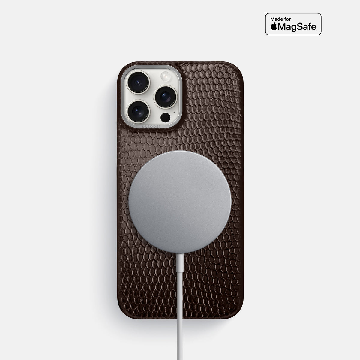 Brown iPhone 16 Pro Classic Case Lizard with Steel Metal -5 | Brown-Steel