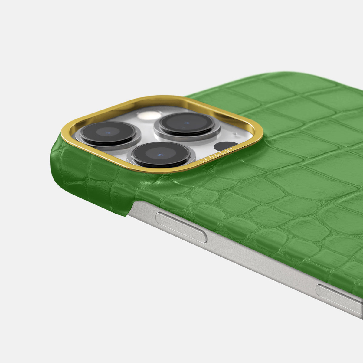 Apple-Green iPhone 16 Pro Max Classic Case In Alligator with Gold Metal -6 | Apple-Green-Gold