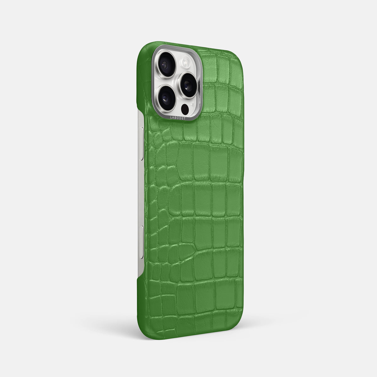 Apple-Green iPhone 16 Pro Max Classic Case Alligator with Steel Metal -2 | Apple-Green-Steel