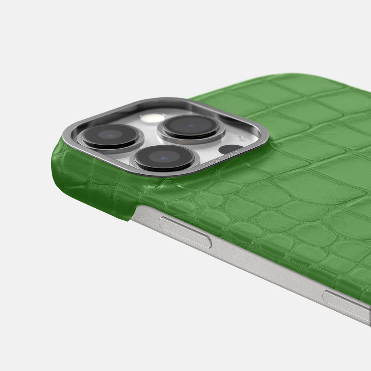 Apple-Green iPhone 16 Pro Max Classic Case Alligator with Steel Metal -6 | Apple-Green-Steel