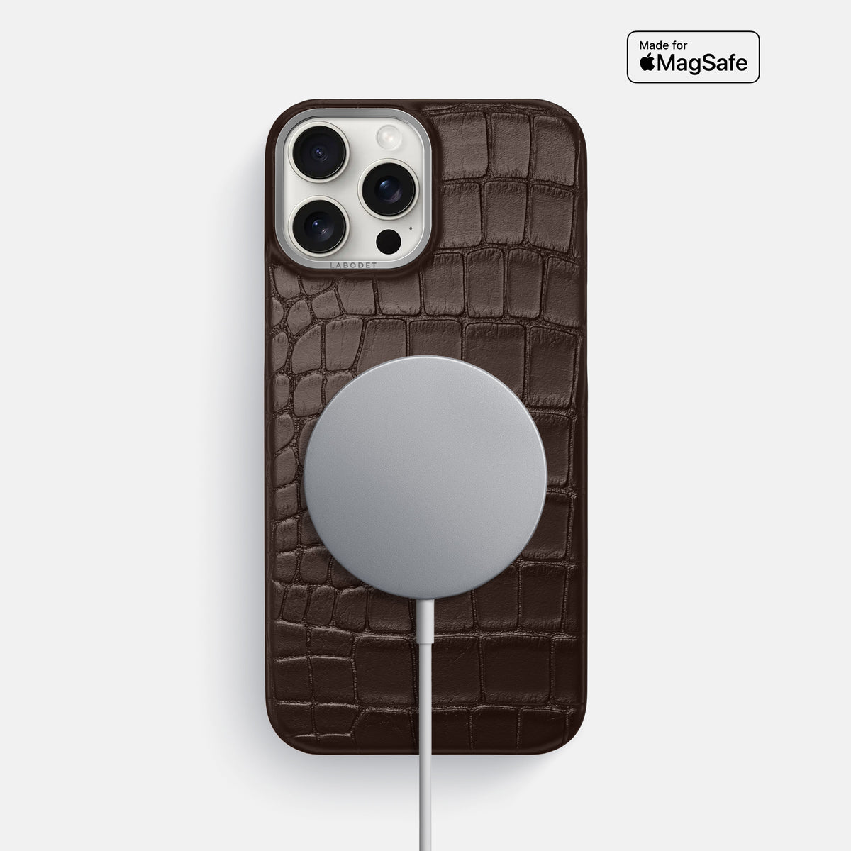 Dark-Brown iPhone 16 Pro Max Classic Case Alligator with Steel Metal -5 | Dark-Brown-Steel