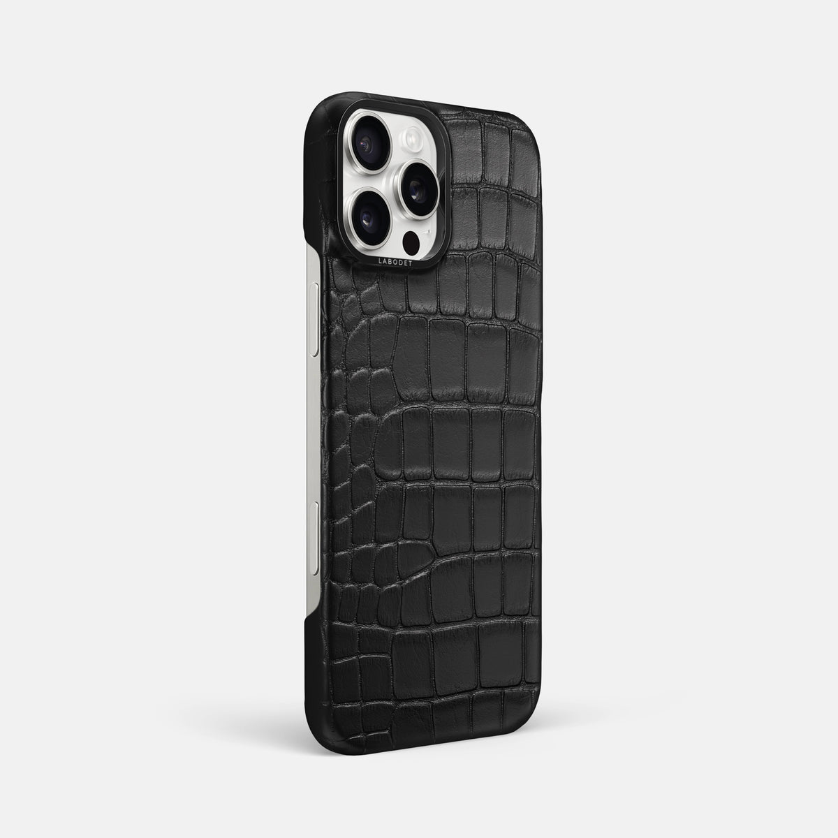 Black iPhone 16 Pro Max Classic Case Alligator with Black Metal -2 | Black-Black