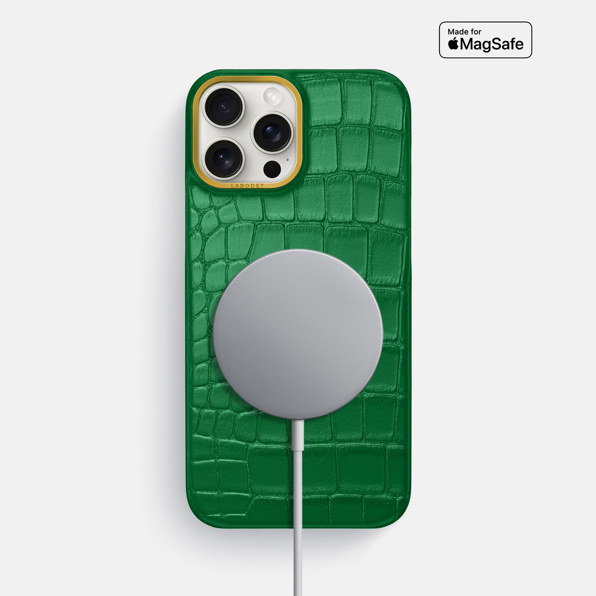 Forest-Green iPhone 16 Pro Max Classic Case In Alligator with Gold Metal -5 | Forest-Green-Gold