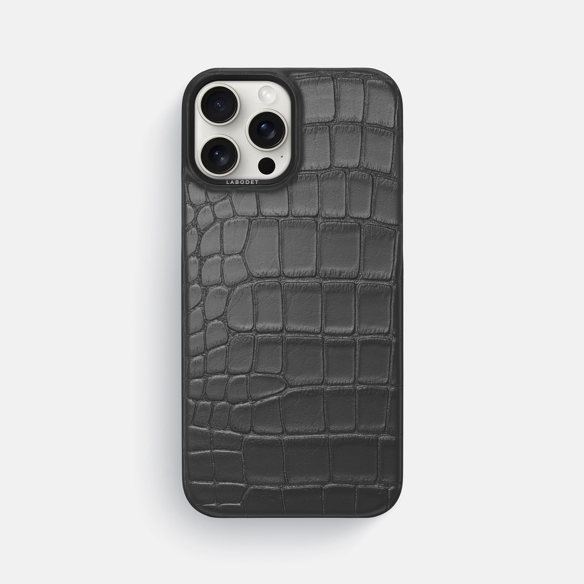 Grey iPhone 16 Pro Max Classic Case Alligator with Black Metal -1 | Grey-Black