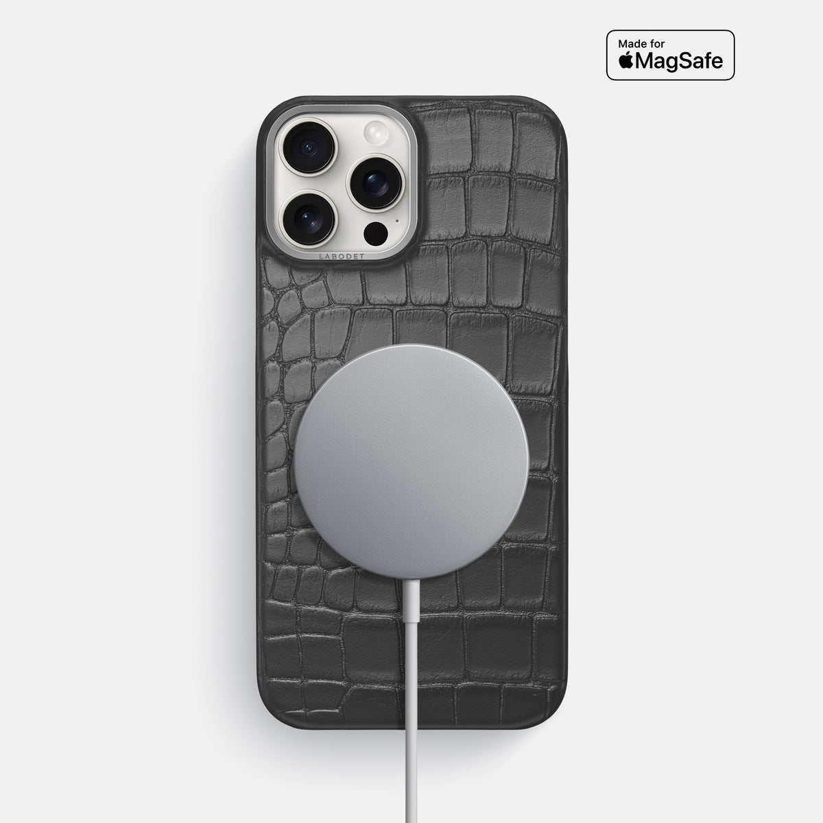 Grey iPhone 16 Pro Max Classic Case Alligator with Steel Metal -5 | Grey-Steel