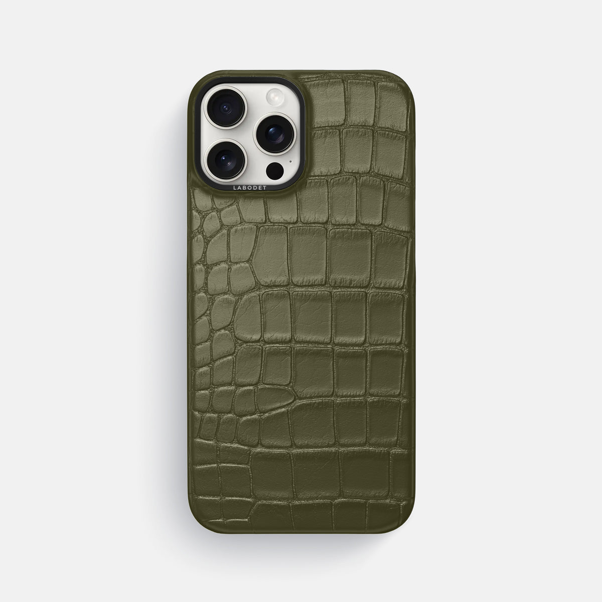 Kaki-Green iPhone 16 Pro Max Classic Case Alligator with Black Metal -1 | Kaki-Green-Black