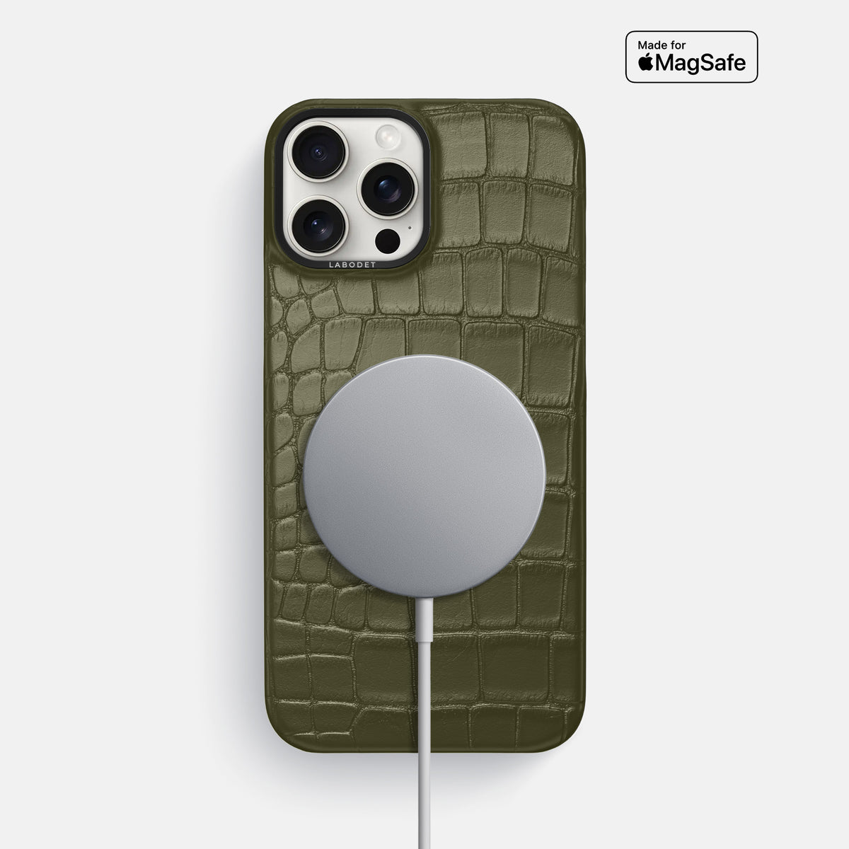 Kaki-Green iPhone 16 Pro Max Classic Case Alligator with Black Metal -5 | Kaki-Green-Black
