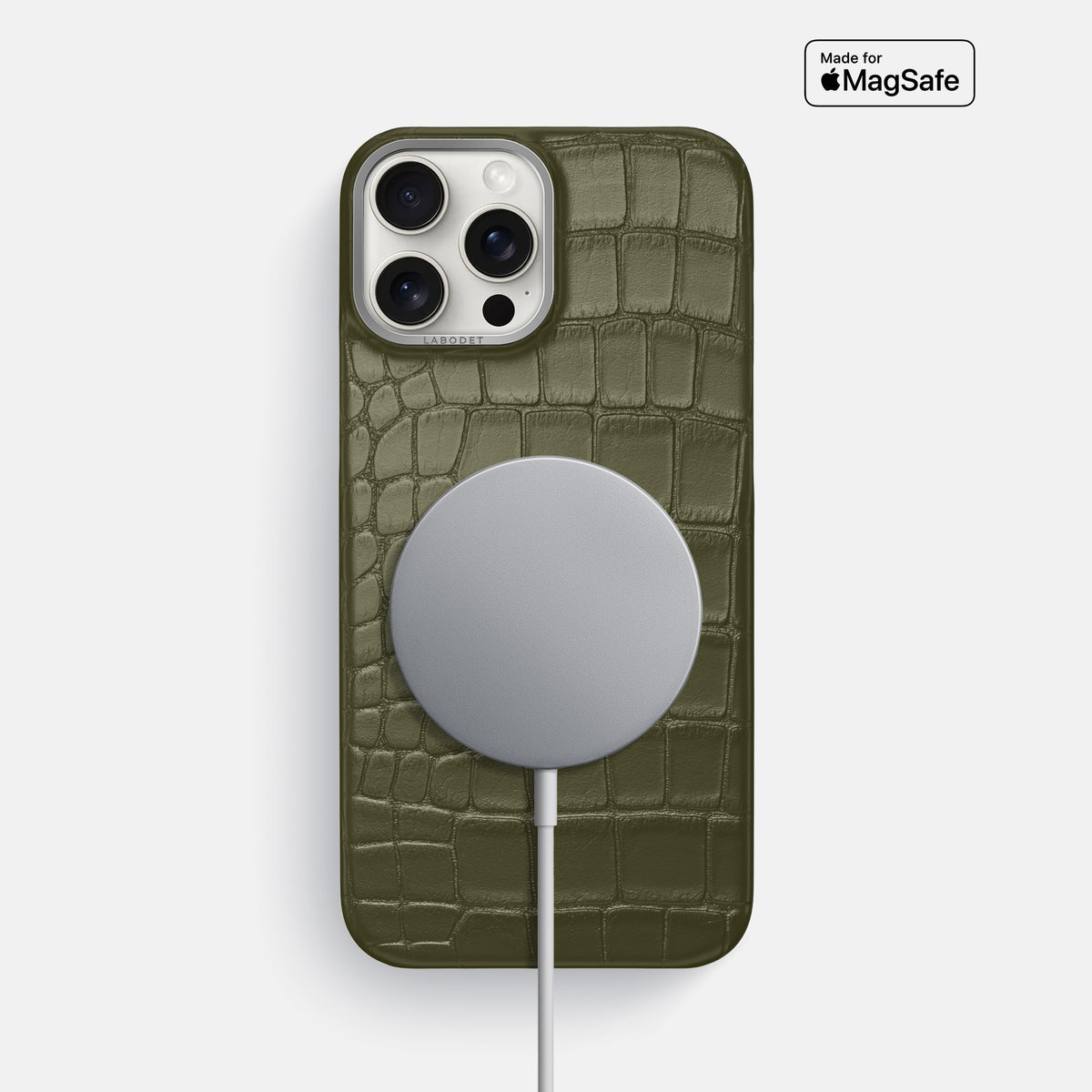 Kaki-Green iPhone 16 Pro Max Classic Case Alligator with Steel Metal -5 | Kaki-Green-Steel