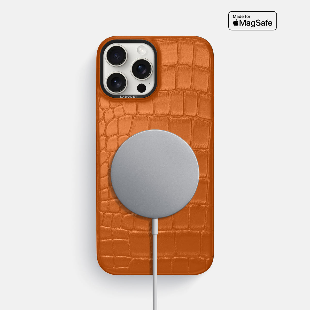 Orange iPhone 16 Pro Max Classic Case Alligator with Black Metal -5 | Orange-Black