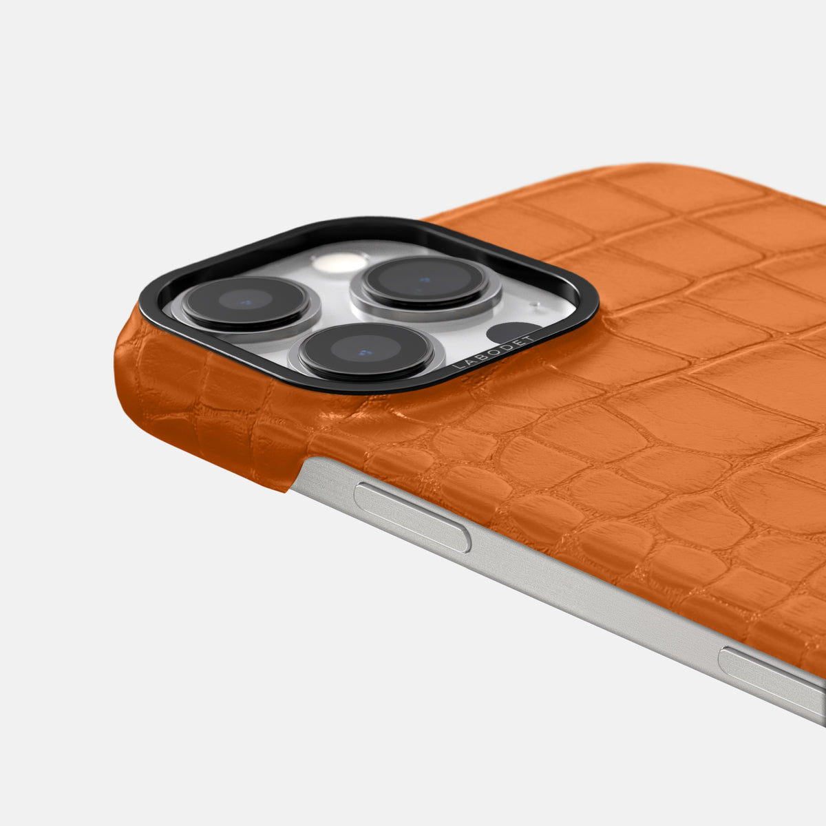 Orange iPhone 16 Pro Max Classic Case Alligator with Black Metal -6 | Orange-Black