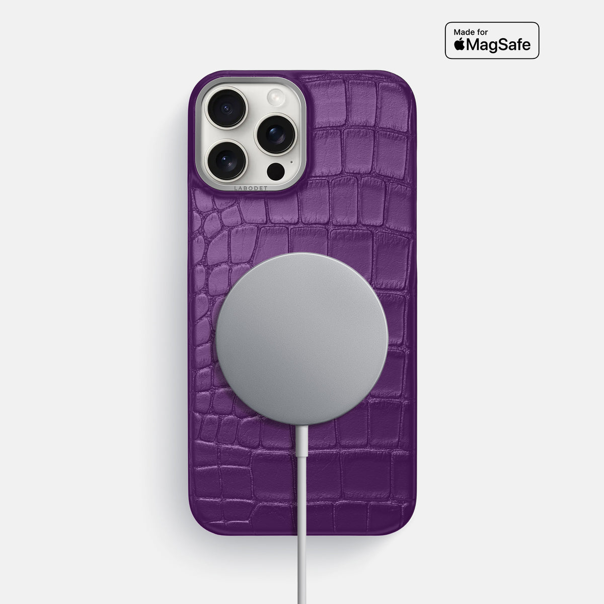 Purple iPhone 16 Pro Max Classic Case Alligator with Steel Metal -5 | Purple-Steel