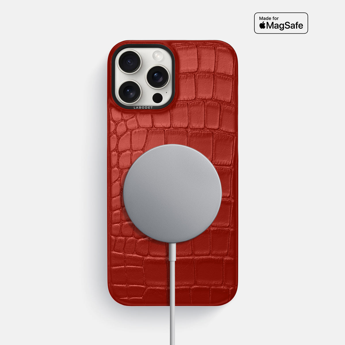 Red iPhone 16 Pro Max Classic Case Alligator with Black Metal -5 | Red-Black