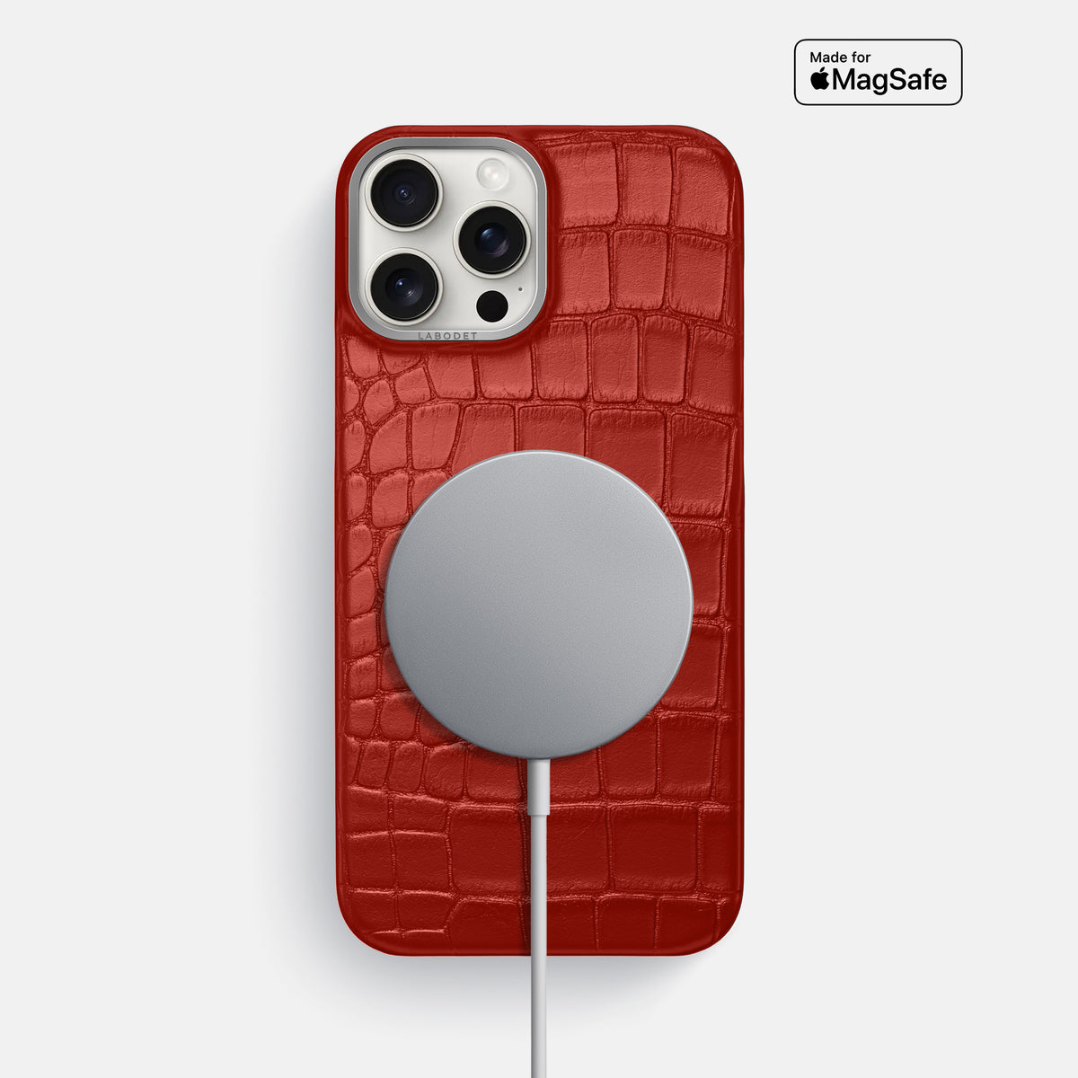 Red iPhone 16 Pro Max Classic Case Alligator with Steel Metal -5 | Red-Steel